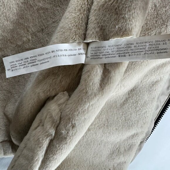 ZARA Jacket Youth Size 13-14 Softshell Sherpa Lined Hoodie Parka Full Zip Beige - Picture 11 of 14